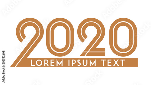 Year 2020 text with copy space or editable frame.