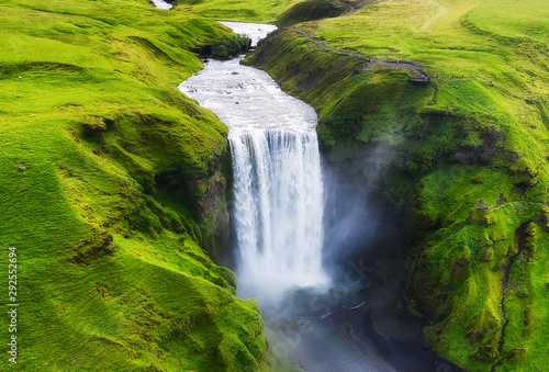 Photos Aerial view on the Skogafoss waterfall in Iceland