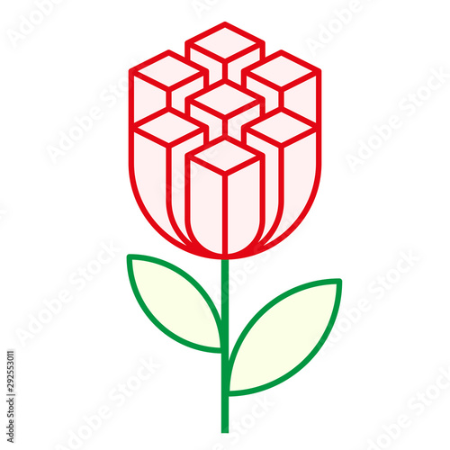 Urban flower concept. Block building as nature construction.