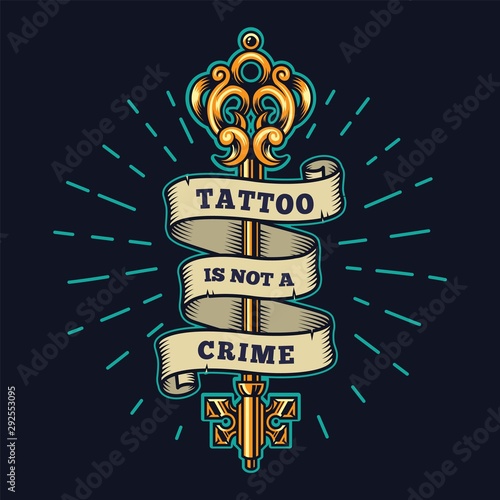 Tattoo salon colorful emblem