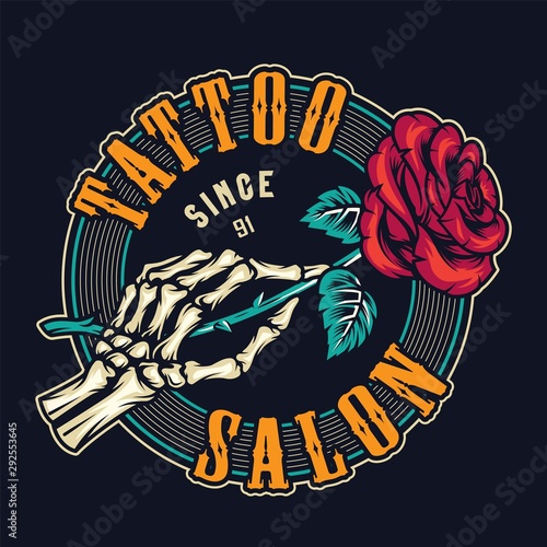 Tattoo studio colorful round print