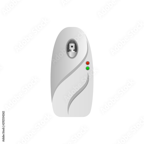 Automatic spray air freshener machine, room freshener dispenser illustration.