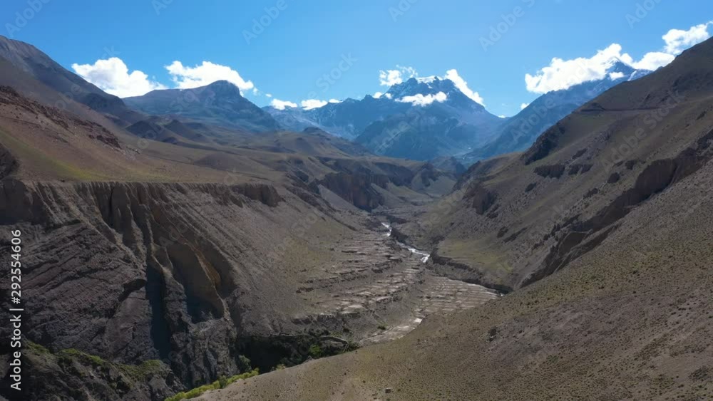 Drone Flight Through a Canyon in the Mustang District of Nepal Drone Flight Through a Canyon in the Mustang District of Nepal
