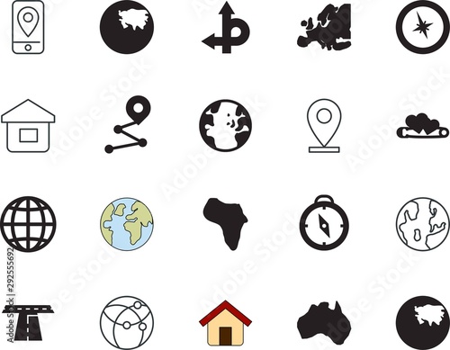 map vector icon set such as: africa, australia, data, homepage, shadow, transfer, search, geology, mobile, tracking, red, roadside, invitation, style, wallpaper, emblem, organized, connection