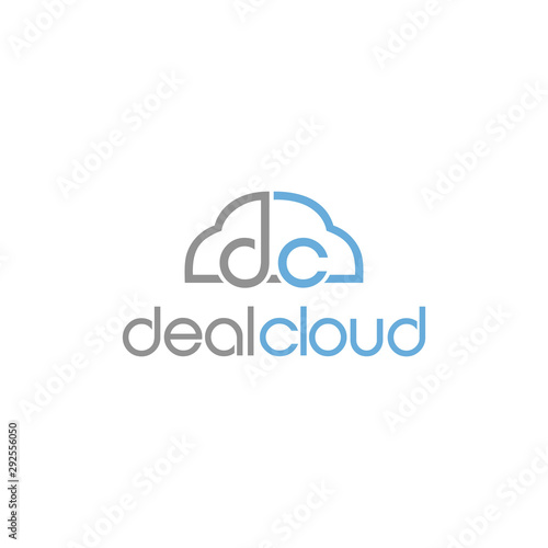 Illustration initial signs DC abstract created interconnected on an abstract cloud logo design © atapdesain