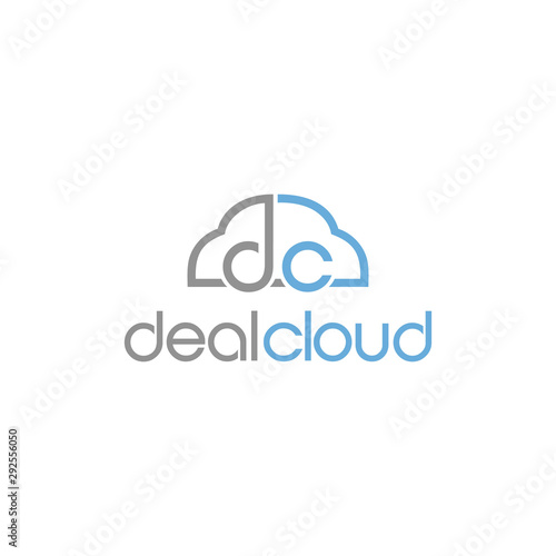 Illustration initial signs DC abstract created interconnected on an abstract cloud logo design