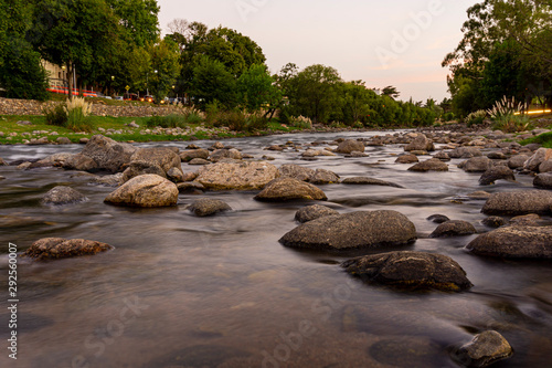 Long exposure shot of Calamuchita river during summer season