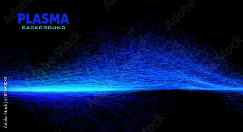 Blue plasma discharge ray on a black. Vector graphics photo