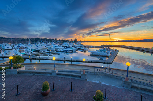 Sunset over Yarrow Bay in Kirkland Washington