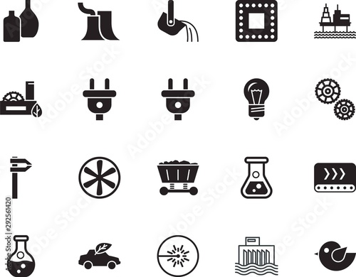 factory vector icon set such as: cart, metallurgy, precision, mechanism, drilling, semiconductor, measurement, wheel, round, packaging, infographic, automated, bird, recycle, processor, network