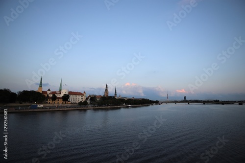 The Daugava river and the Riga Castle in the twilight, Riga, Latvia © ShiiSan