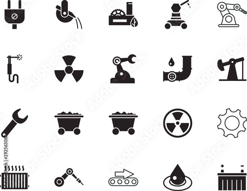 factory vector icon set such as: drawing, teamwork, valve, iron, flow, gears, ladle, image, adapter, warm, abstract, system, melting, brazing, slag, connect, round, delivery, charge, transport