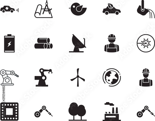 factory vector icon set such as: home, earth, ray, orbit, travel, geometry, fuel, floor, battery, solid, cast, nuclear, conservation, liquid, decoration, map, impact, round, farm, intelligent