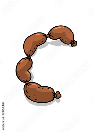 Meat and sausages fresh and prepared meat. Beef, pork, salted lard and bologna and salami sausages. cartoon flat style realistic vector illustration icons isolated on white background