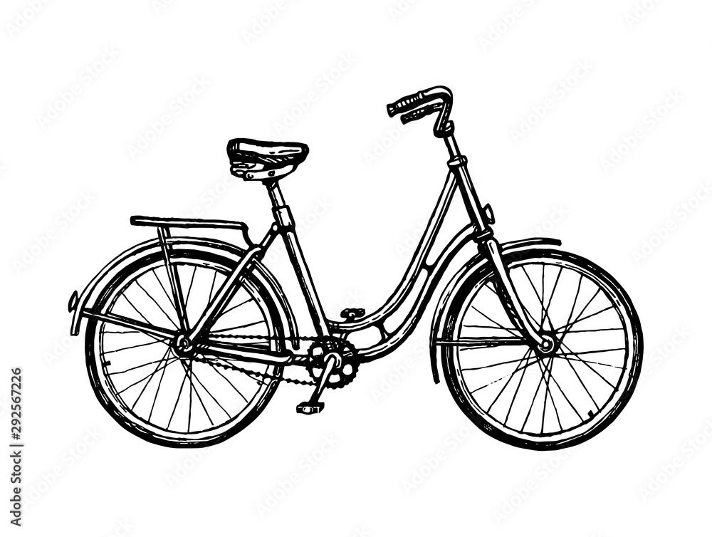 Ink sketch of vintage bicycle.