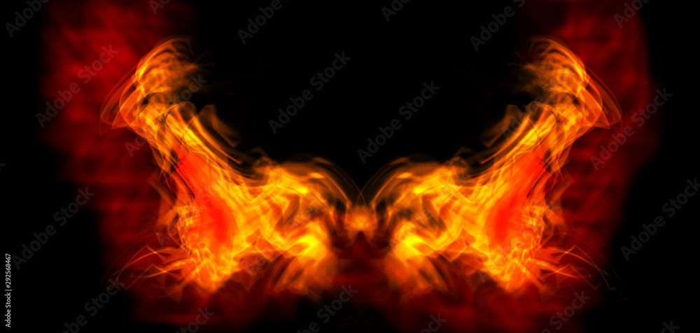 Fire wings on black background Stock Photo | Adobe Stock