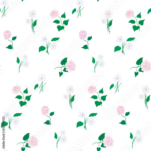 Pattern of peonies and wildflowers