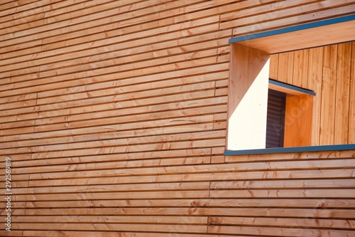 windows in wood wall
