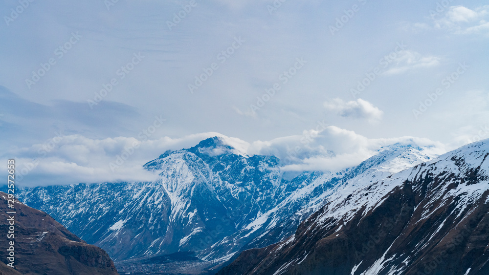 snowy Caucasian mountains