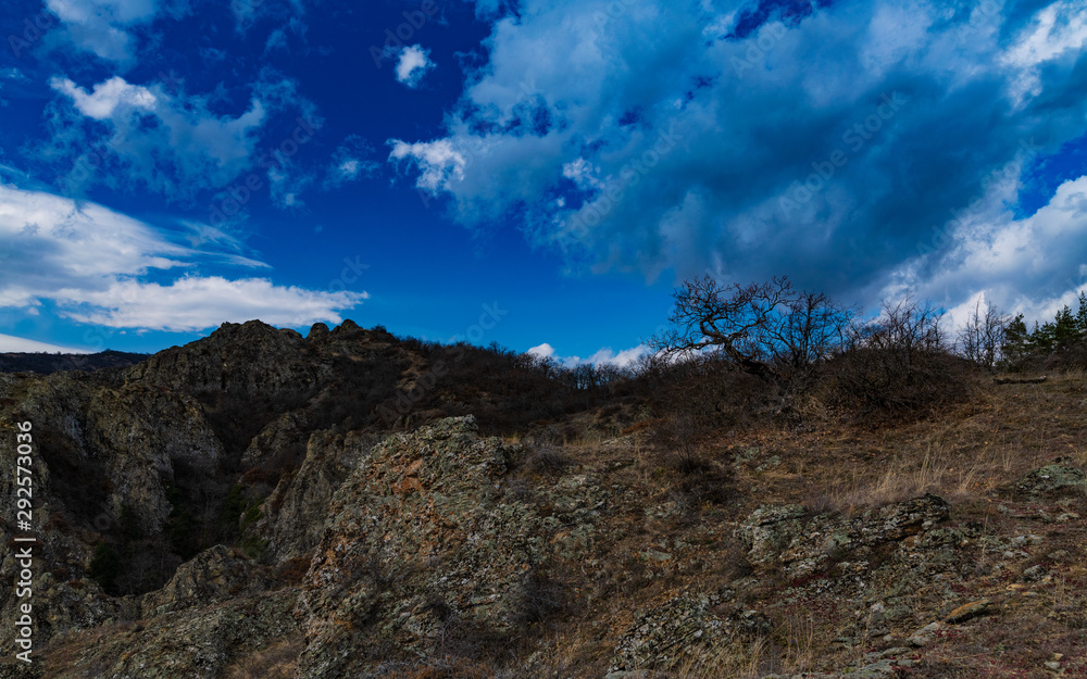 Fototapeta premium view of rocks, mountains in countryside