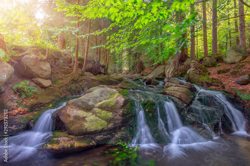 River in the forest  waterfall  Karkonosze  Poland