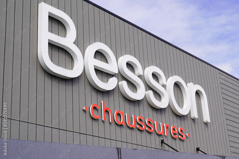 sign store besson chaussures shop in France sell shoes man woman children  Stock Photo | Adobe Stock