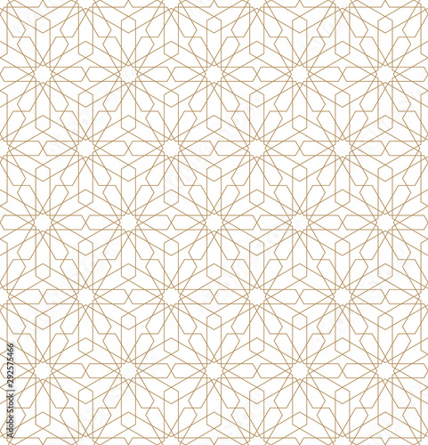 Seamless arabic geometric ornament in brown color. © Aleksei