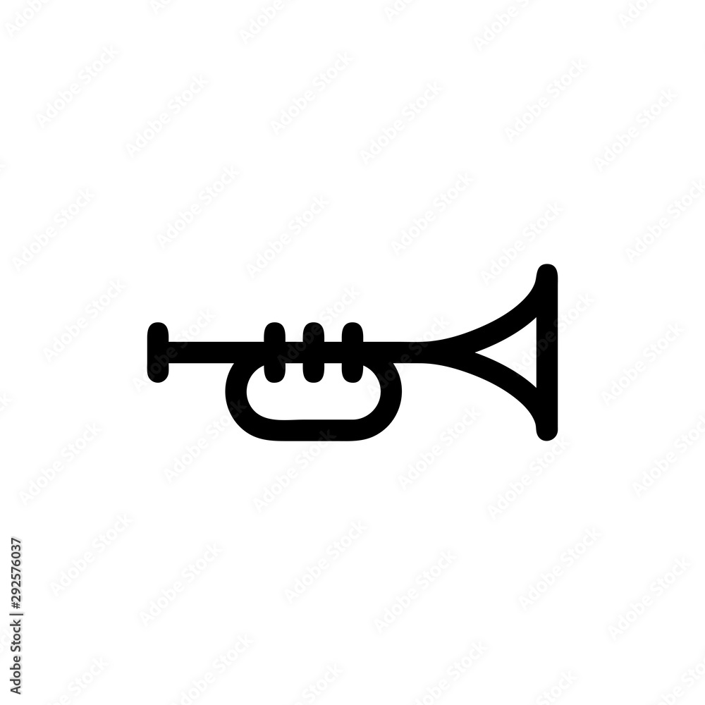 Trumpet vector icon, instrument and jazz symbol. Simple, flat design for web or mobile app Trumpet vector icon, instrument and jazz symbol. Simple, flat design for web or mobile app