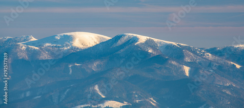 Borisov, Plosna and Cierny kamen hills in winter Velka Fatra mountains in Slovakia photo