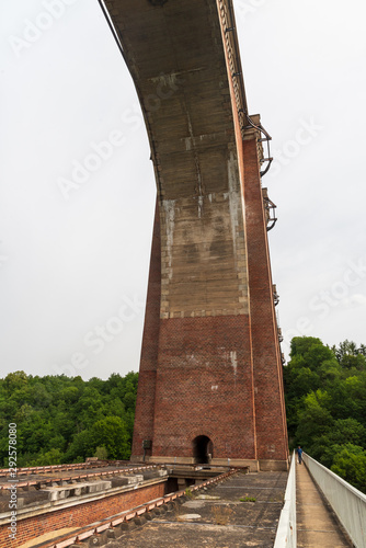 pn the Elstertalbrucke brick bridge near Plauen town in Germany photo