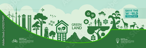 Save the world together green ecology vector illustration.