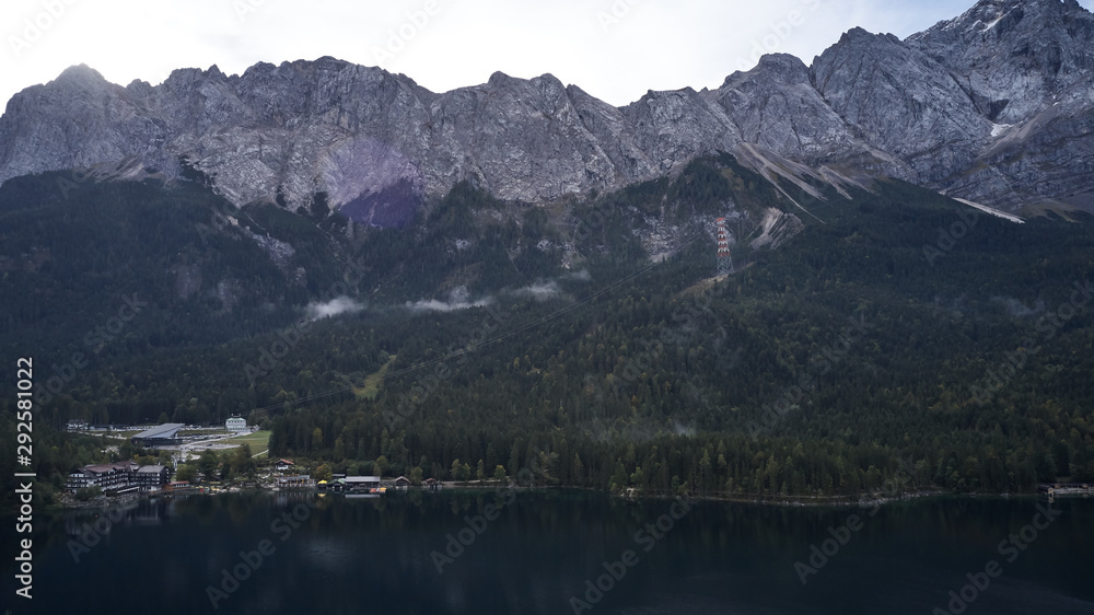 Cloudy german lake eibsee zugspitze