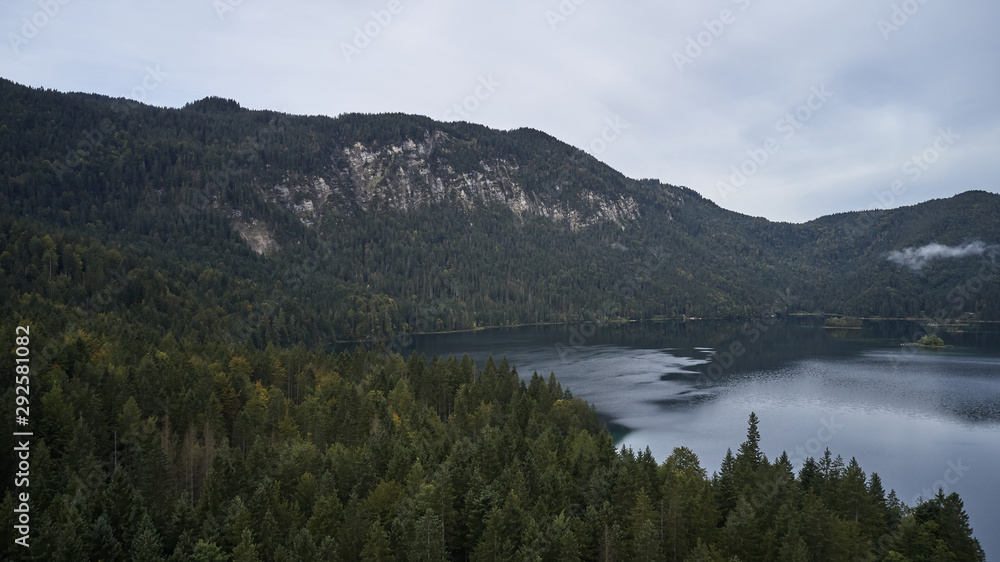 Cloudy german lake eibsee zugspitze