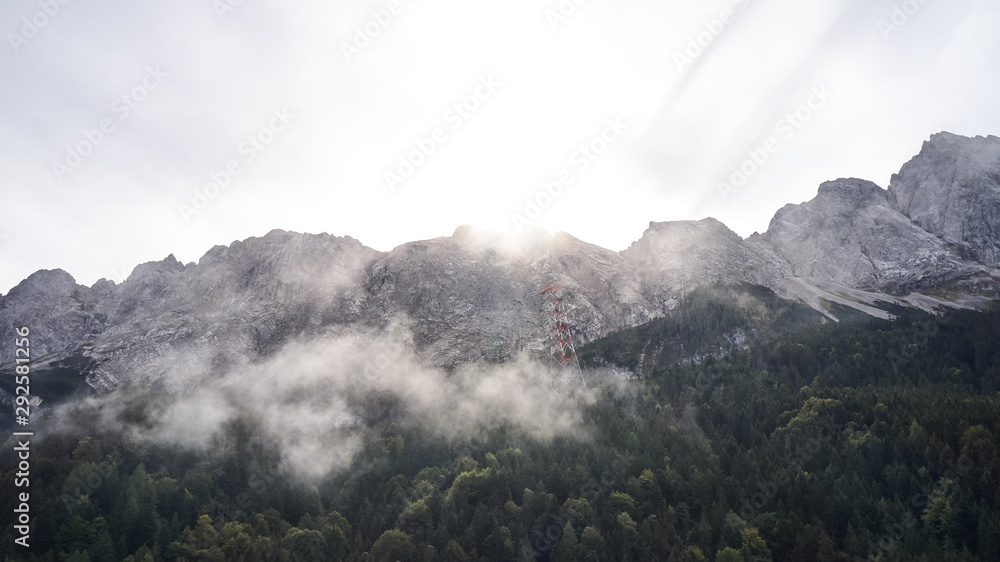 German Zugspitze with clouds in fall