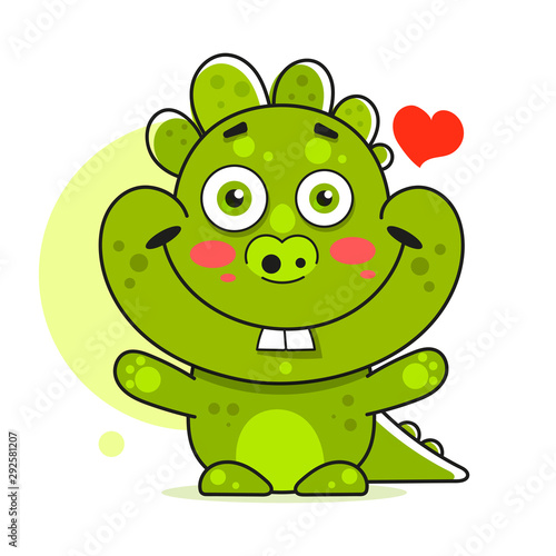 Cute Cartoon Dino Design. Funny Cartoon Character. Wildlife Pattern. Graphic Vector