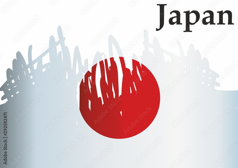 Flag of Japan, Land of the Rising Sun. Template for award design, an ...