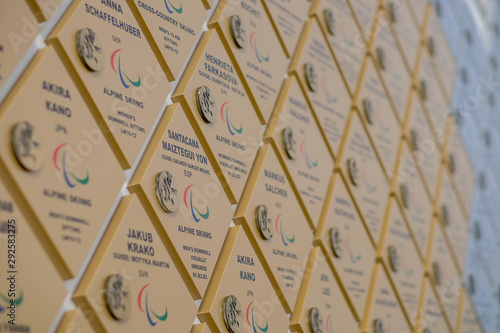 SOCHI,RUSSIA - OCTOBER 10, 2015: Wall of the Champions of the Olympic Games