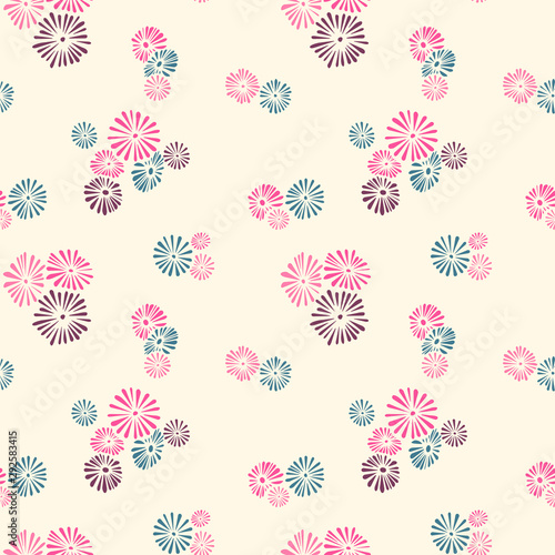 Seamless pattern with abstract flowers. Swatches included in EPS file. 