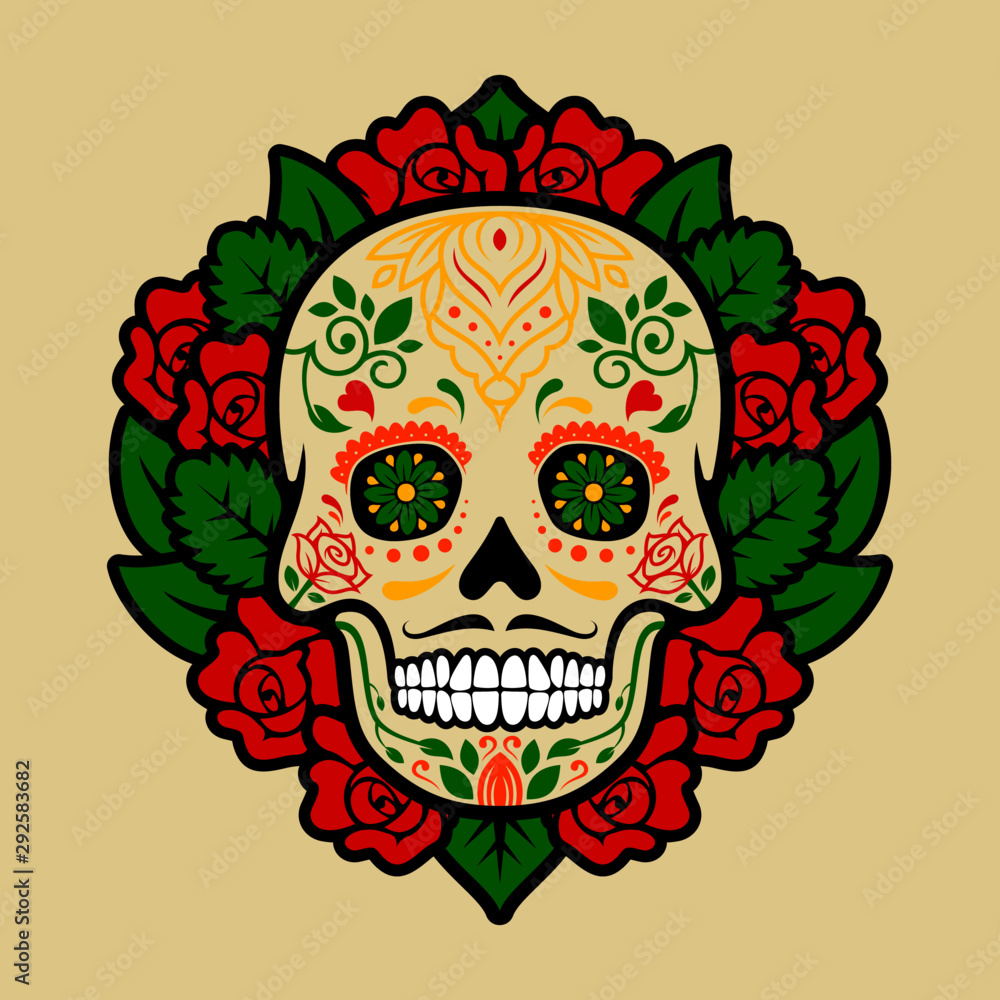 rose and skull background vector, dia de muertos, day of the dead rose and skull background vector, dia de muertos, day of the dead