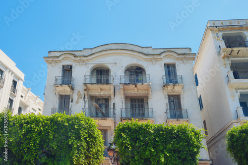 An abandoned building in the center of the capital of Tunisia, closed after the Jasmine revolution. Gathering place for Tunisian protesters - Tunis, Tunisa - 06 18 2019