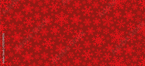 Red christmas background with snowflakes. Vector