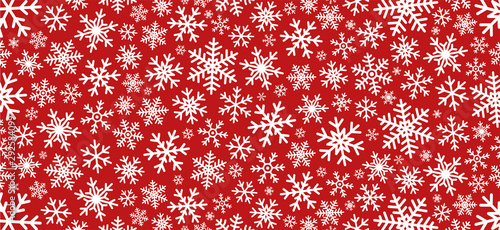 Red christmas background with snowflakes. Vector