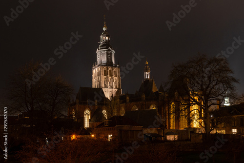 Walburgischurch in zutphen at night