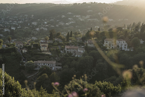 Nice, France June 2019. Beautiful sunset view on the city from above.