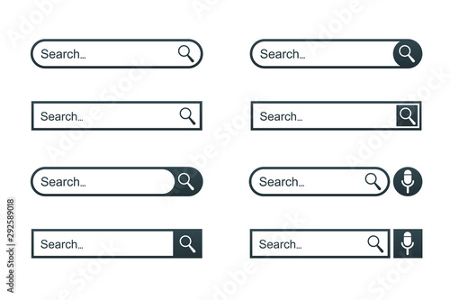 Set search bar web page internet browser button, search box template isolated – stock vector