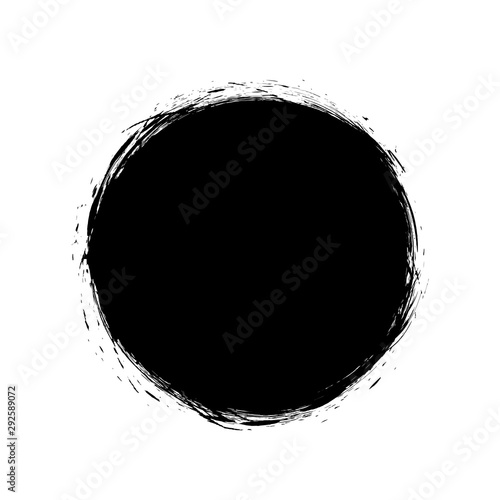Circle brush strokes, hand drawn paint brush circle logo frame – for stock