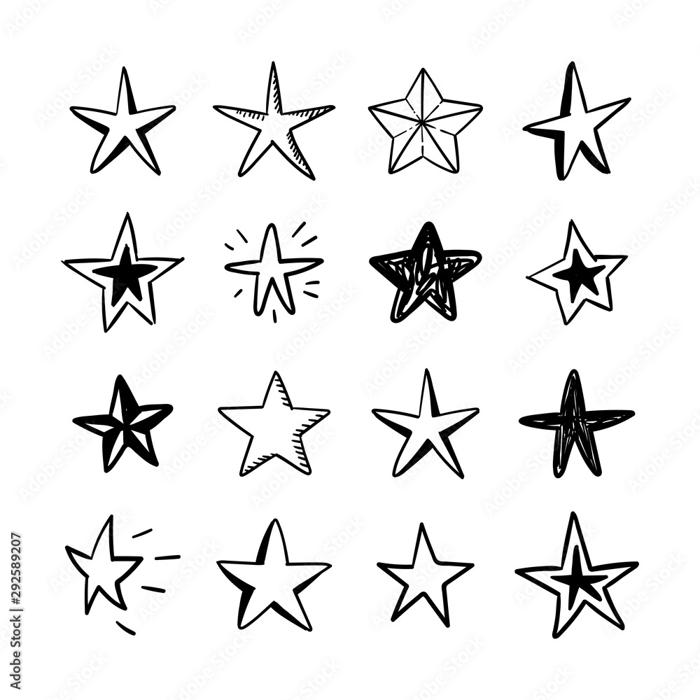 Star doodles collection. Set of hand drawn stars. Vector art illustration. Star doodles collection. Set of hand drawn stars. Vector art illustration.