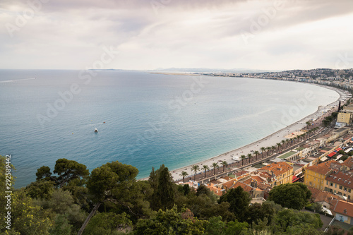 View of the Mediterranean sea, bay of Angels, Nice, France