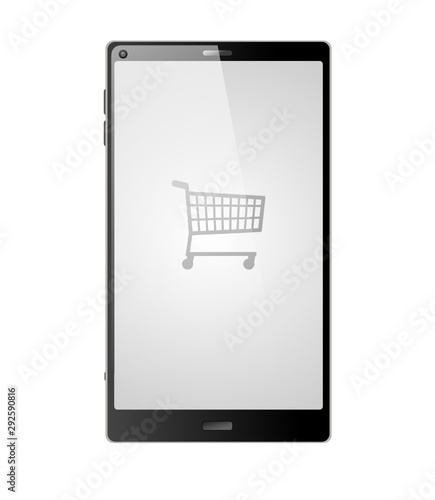 Smartphone mit Einkaufswagen - Farbschema 01