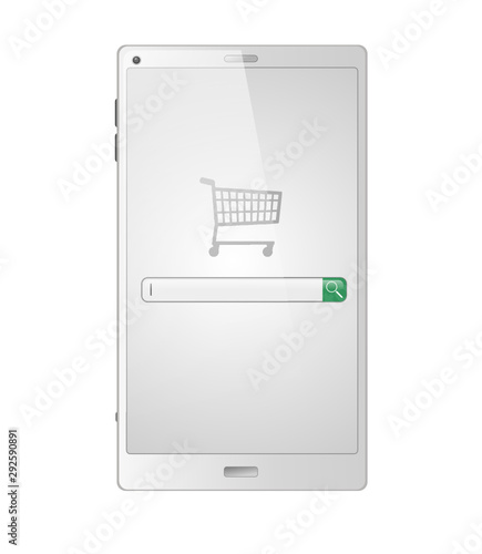 Smartphone mit Einkaufswagen und Suchleiste - Farbschema 02